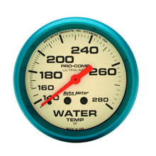 Load image into Gallery viewer, Autometer Ultra-Nite 2-5/8in 140-280 Deg F Mechanical Glow In The Dark Water Temp Gauge