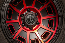 Load image into Gallery viewer, ICON Victory 17x8.5 5x4.5 0mm Offset 4.75in BS Satin Black w/Red Tint Wheel