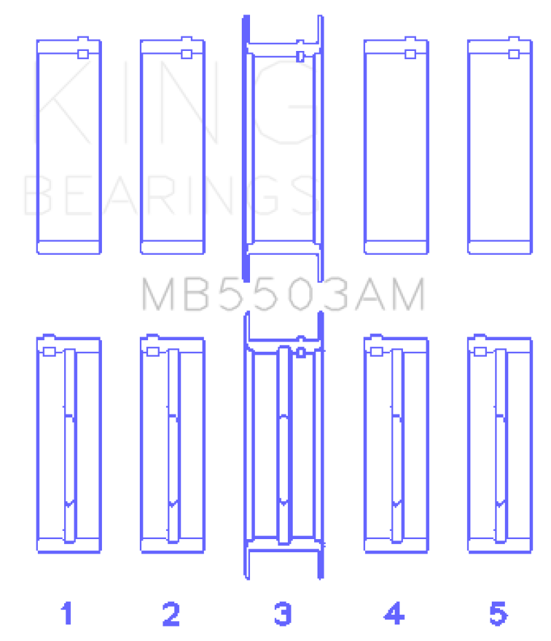 King Engine Bearings Ford V8 351ci 5.8L 16v Crankshaft Main Bearing Set (Set of 5)
