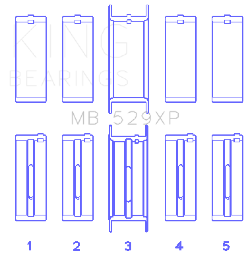 King Engine Bearings Performance Ford 302 (Size STD) Main Race Bearing Set