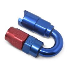 Load image into Gallery viewer, Russell Performance 3/8in SAE Quick Disc Female to -6 Hose Red/Blue 180 Degree Hose End