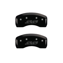 Load image into Gallery viewer, MGP 4 Caliper Covers Engraved Front &amp; Rear Impala style/SS Black finish silver ch