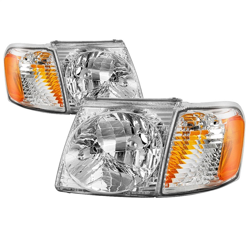 xTune 01-03 Ford Explorer Sport 4pc OEM Style Headlights w/Corners - Chrome (HD-JH-FEXP01-ST-C)