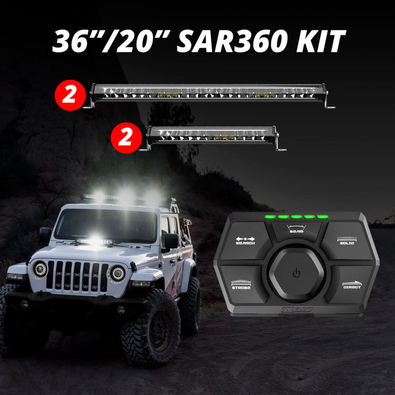 XK Glow SAR360 Light Bar Kit Emergency Search and Rescue Light System (2)36In (2)20In