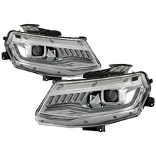 Load image into Gallery viewer, Spyder Chevy Camaro 16-18 Halogen Model Projector Headlights Chrome PRO-YD-CCAM16HALSI-SEQ-C