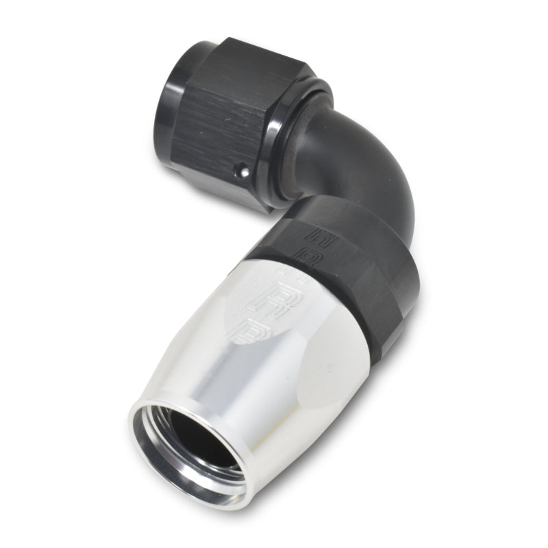 Russell Performance -12 AN Black/Silver 90 Degree Full Flow Hose End