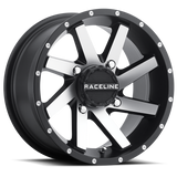 Raceline A82M Twist 14x7in / 4x156 BP / 5mm Offset / 132.5mm Bore - Black & Machined Wheel