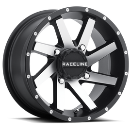 Raceline A82M Twist 14x7in / 4x137 BP / 10mm Offset / 110.2mm Bore - Black & Machined Wheel
