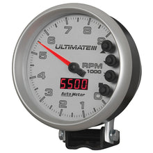 Load image into Gallery viewer, Autometer 5 inch Ultimate III Playback Tachometer 9000 RPM - Silver