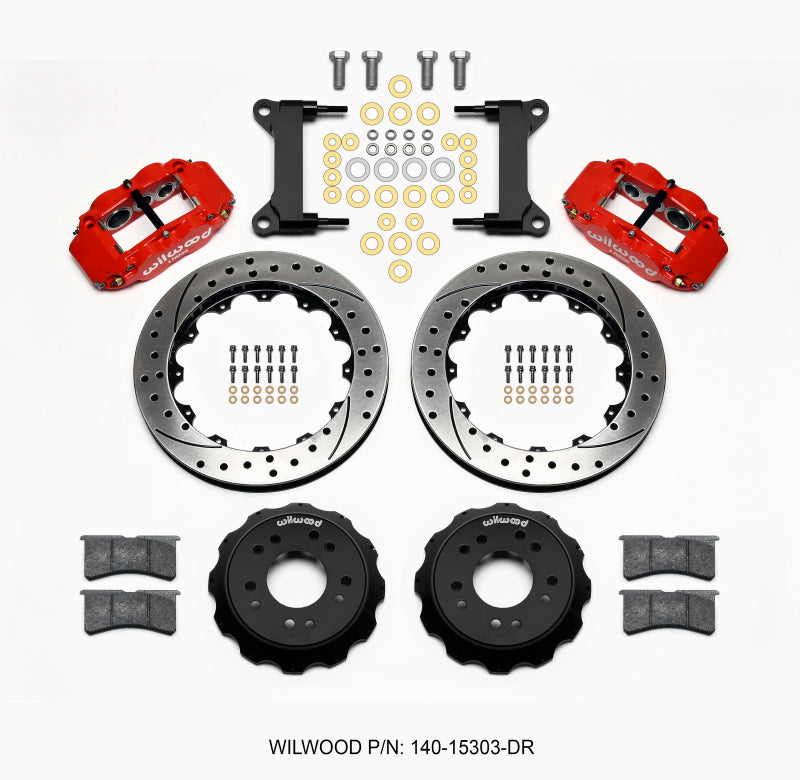 Wilwood Narrow Superlite 6R Front Hat Kit 13.06 Drilled Red 63-87 C10 w/ Wilwood Pro Spindles