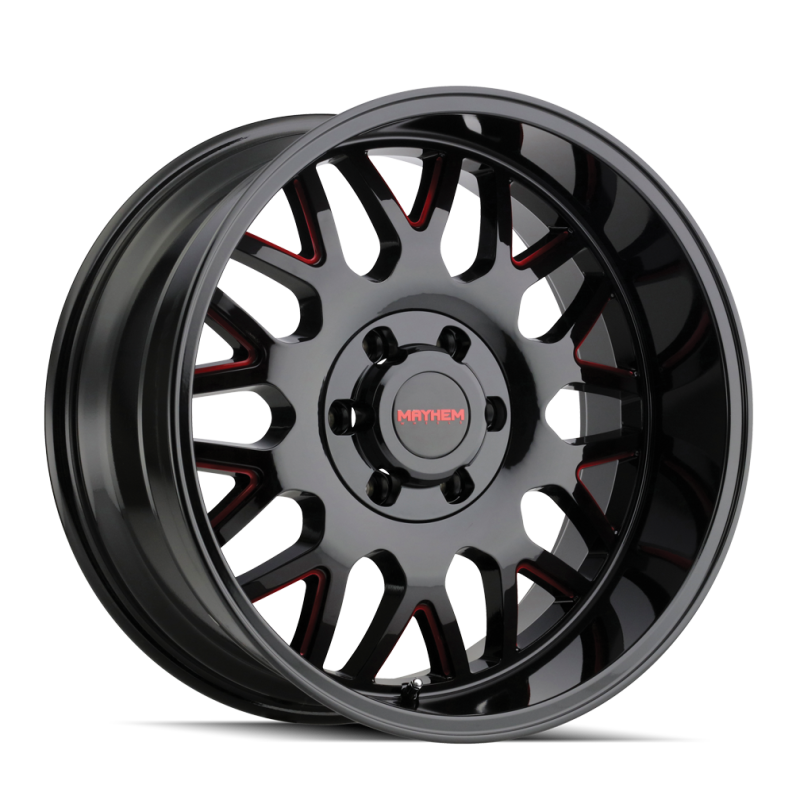 Mayhem 8110 Tripwire 20x10 / 8x170 BP / -19mm Offset / 130.8mm Hub Black w/ Prism Red Wheel