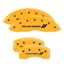 Load image into Gallery viewer, MGP 4 Caliper Covers Engraved Front &amp; Rear With stripes/Avenger Yellow finish black ch