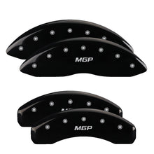 Load image into Gallery viewer, MGP 4 Caliper Covers Engraved Front &amp; Rear With stripes/Dodge Yellow finish black ch