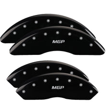 Load image into Gallery viewer, MGP 4 Caliper Covers Engraved Front &amp; Rear With stripes/Journey Yellow finish black ch