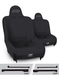 PRP Premier High Back Suspension Seats Kit for Jeep Wrangler CJ7/YJ (Pair) - Black