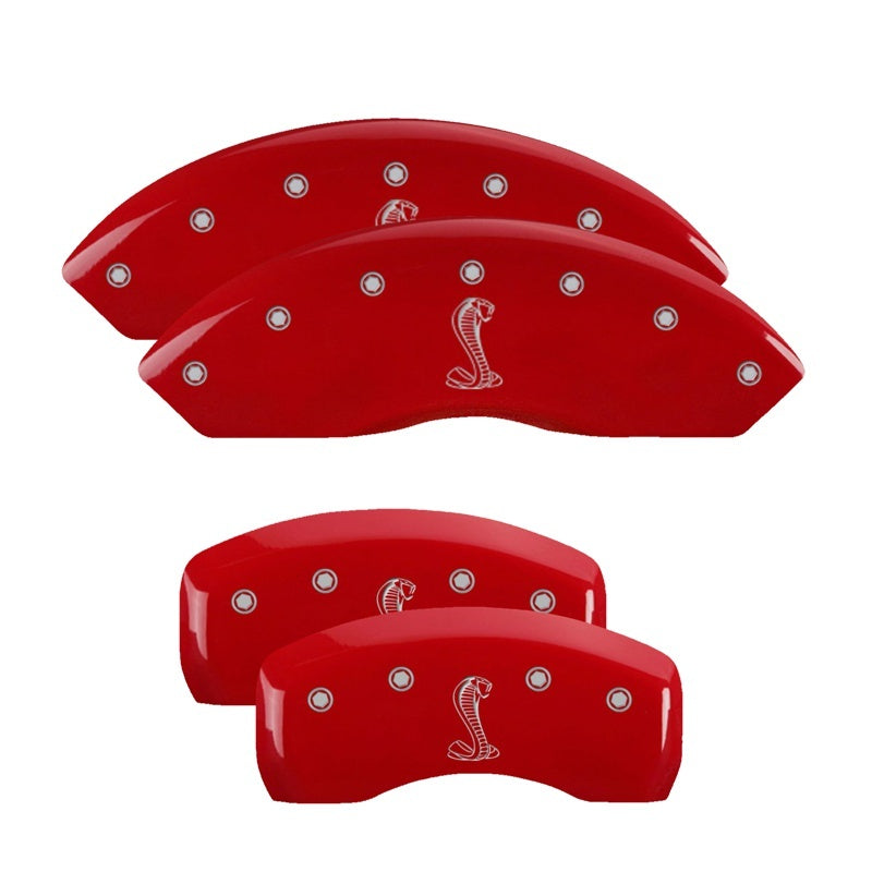 MGP 4 Caliper Covers Engraved Front & Rear Tiffany Snake Red finish silver ch