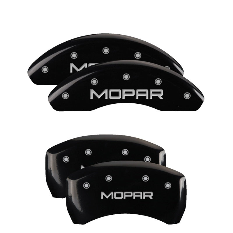 MGP 4 Caliper Covers Engraved Front & Rear Silverado style/SS Black finish silver ch