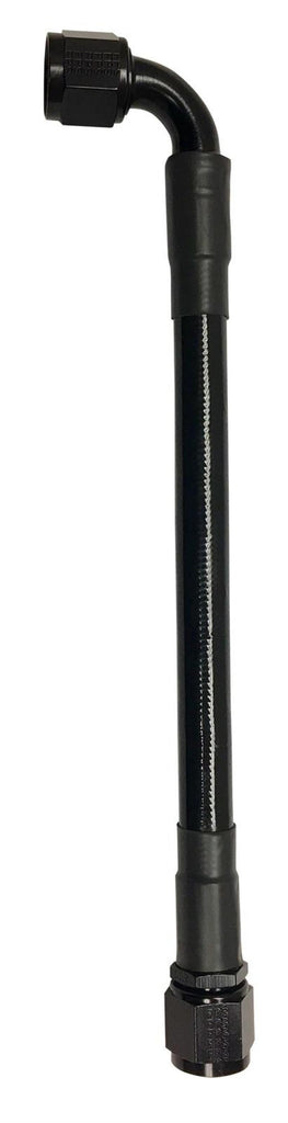 Fragola -6AN Ext Black PTFE Hose Assembly Straight x 90 Degree 96in