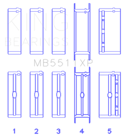 King Engine Bearings General Motors 326/350/389/400 (Size STDX) Main Bearing Set