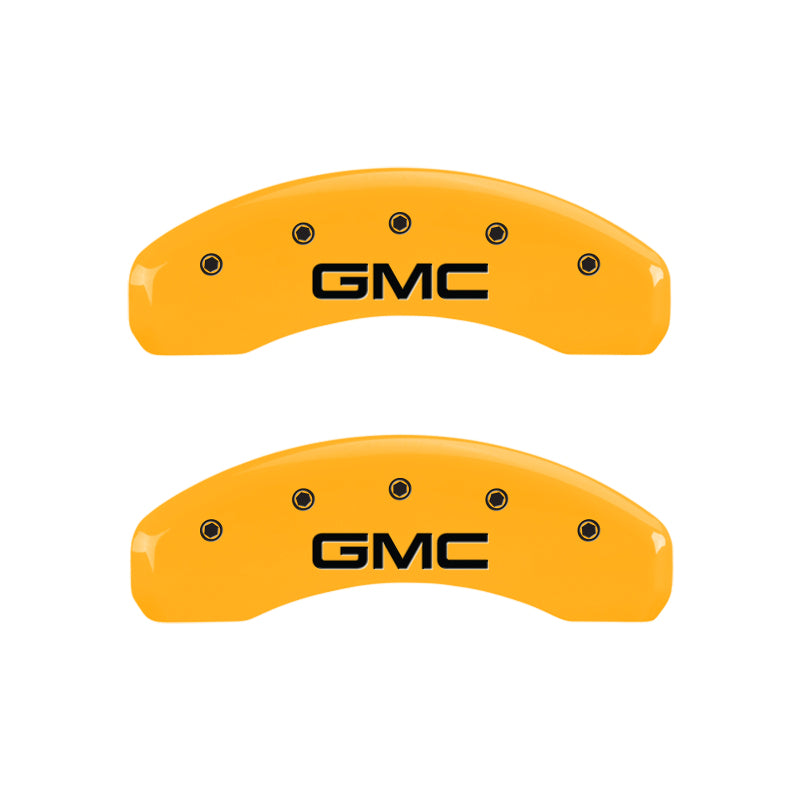 MGP 4 Caliper Covers Engraved Front & Rear GMC Yellow finish black ch