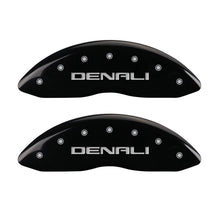 Load image into Gallery viewer, MGP 4 Caliper Covers Engraved Front &amp; Rear Denali Black finish silver ch