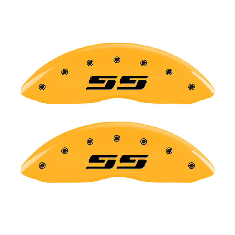 MGP 2 Caliper Covers Engraved Silverado SS Yellow Finish Blk Char 05 Chevy Silverado 1500