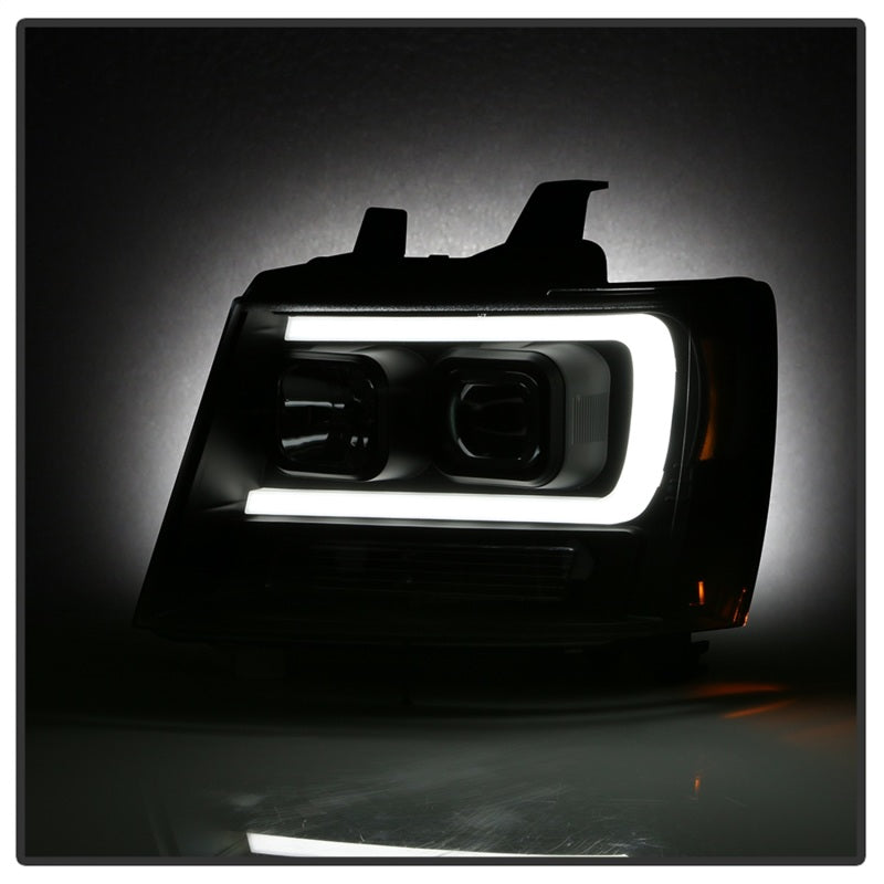 Spyder 07-14 Chevy Suburban/1500/2500/Tahoe V2 Projector Headlights All Blk PRO-YD-CSUB07V2-DRL-BKV2