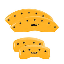 Load image into Gallery viewer, MGP 4 Caliper Covers Engraved Front &amp; Rear MGP Yellow Finish Black Char 2007 Cadillac STS