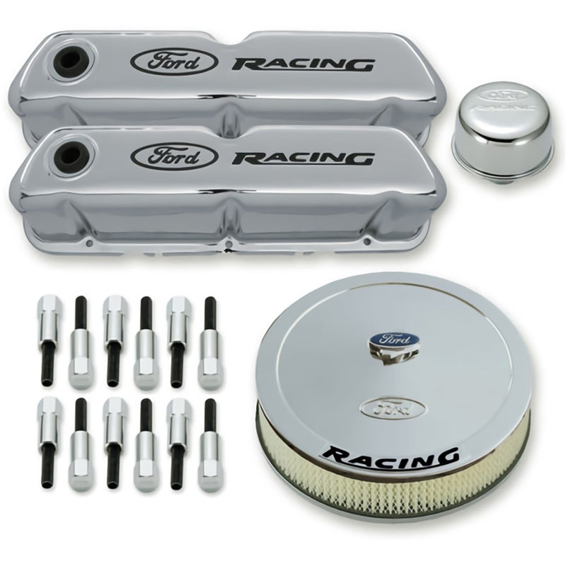 Ford Racing Complete Dress Up Kit Chrome Finish w/Black Emblems