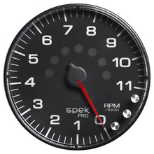 Load image into Gallery viewer, Autometer Spek-Pro Gauge Tachometer 5in 11K Rpm W/Shift Light &amp; Peak Mem Black/Black