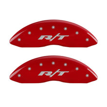 Load image into Gallery viewer, MGP 4 Caliper Covers Engraved Front &amp; Rear RT1-Truck Red finish silver ch