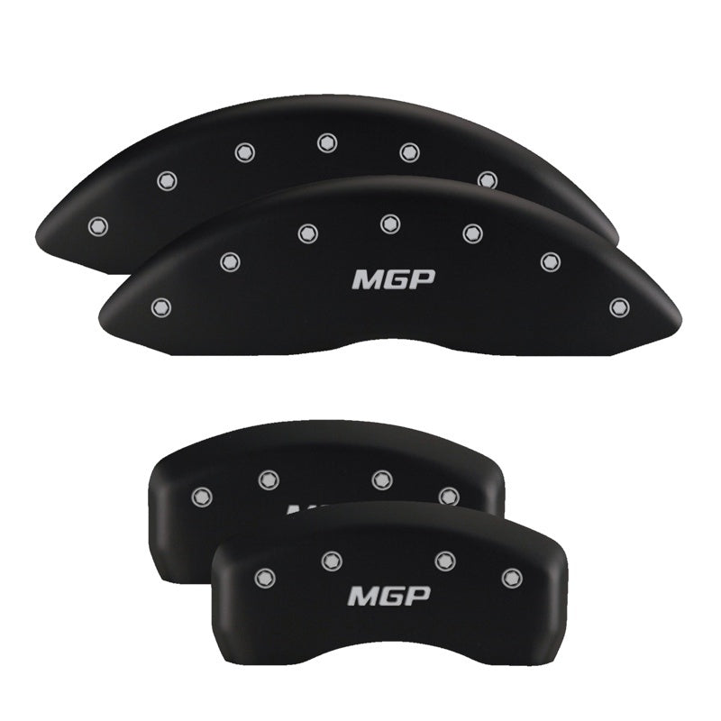 MGP 4 Caliper Covers Engraved Front Mustang Engraved Rear 37 Black finish silver ch