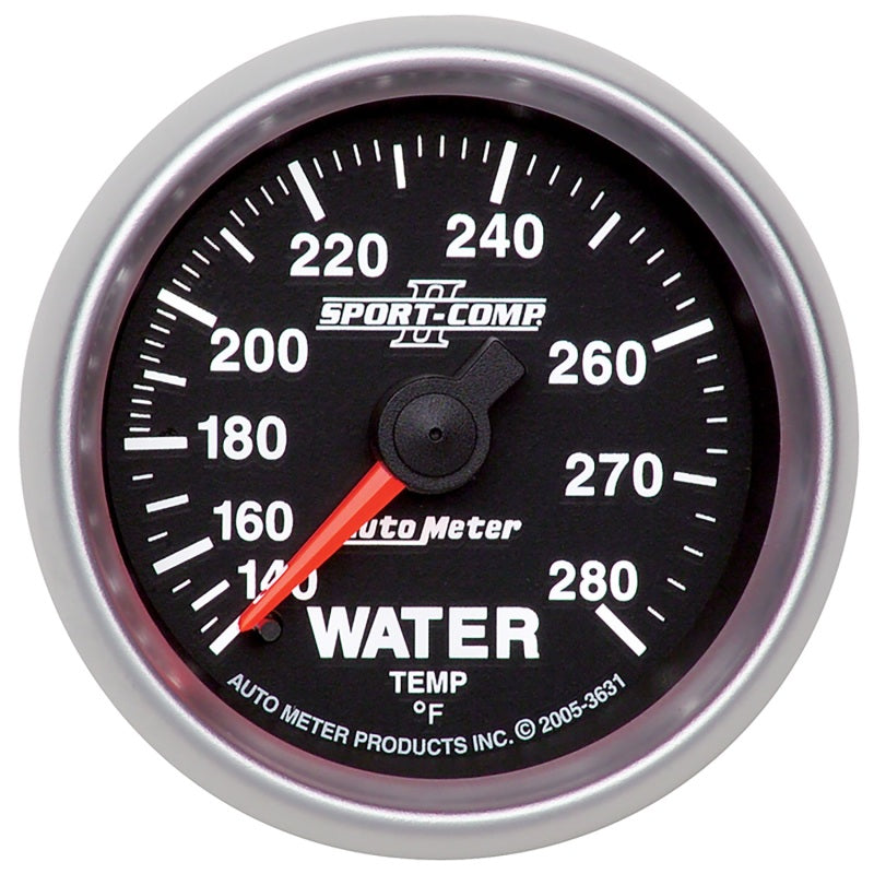 Autometer Sport-Comp II 2-1/16in 140-280 Deg Mechanical Water Temp Gauge - Black