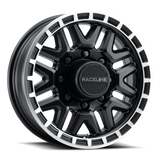 Raceline 953BM Krank 16x6in / 8x165.1 BP / 0mm Offset / 4.90mm Bore - Black & Machined Wheel