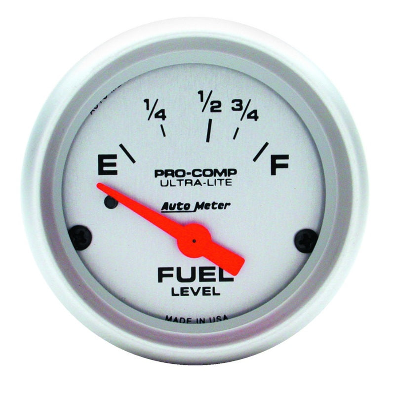 Autometer Ultra-Lite 52mm 73 OHMS Empty/8-12 OHMS Full Short Sweep Electronic Fuel Level Gauge