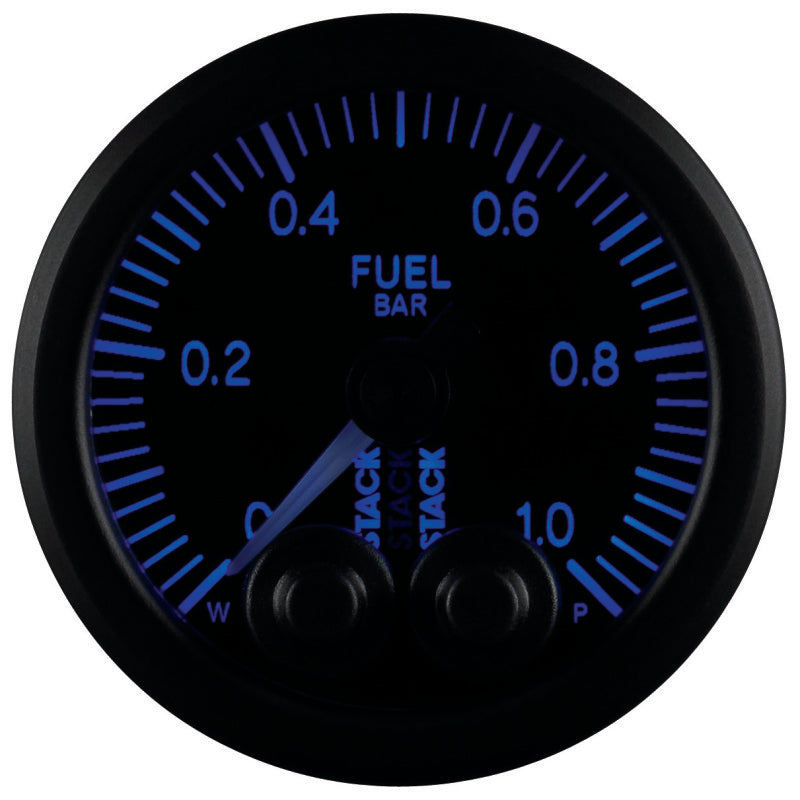 Autometer Stack 52mm 0-1 Bar M10 Male Pro-Control Fuel Pressure Gauge - Black