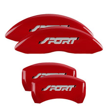 Load image into Gallery viewer, MGP 4 Caliper Covers Engraved Front &amp; Rear Oval logo/Ford Red finish silver ch