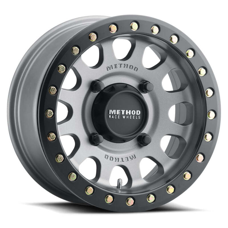 Method MR401 UTV Beadlock 15x6 / 5+1/49mm Offset / 5x4.5 / 72mm CB Titanium Wheel - Matte Black Ring