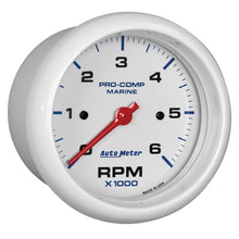 Load image into Gallery viewer, Autometer Marine White Ultra-Lite Gauge 3-3/8in Tachometer 6K RPM