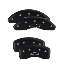 Load image into Gallery viewer, MGP Front set 2 Caliper Covers Engraved Front Bowtie Black finish silver ch